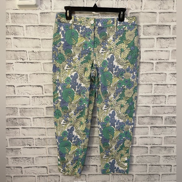 Women’s Talbots PERFECT CROP blue/green/yellow floral casual pants Size 6 - Picture 1 of 5